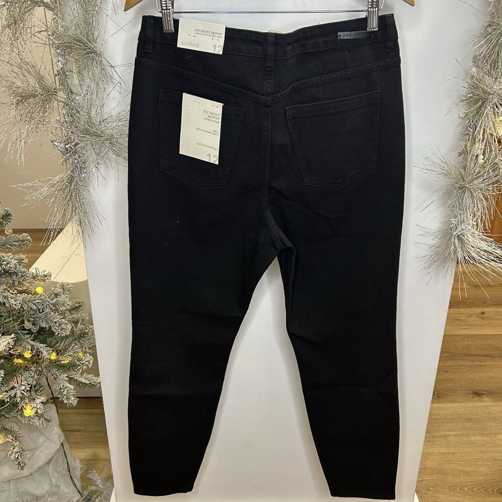 NWT Soft Surroundings Jeans Size 12 Black Fly Front Skinny Ankle Natural Waist - Picture 15 of 15